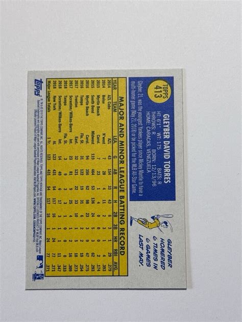 2019 Topps Heritage Gleyber Torres Short Print Batting Rookie Cup On