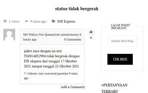 Status Paket Jne Tidak Bergerak Ini Contoh Dan Solusinya Cekresi