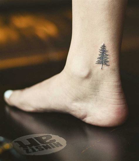 Small Pine Tree Tattoo On Ankle