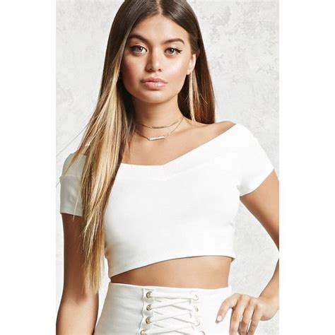 Forever21 Cap Sleeve Crop Top 13 Liked On Polyvore Featuring Tops White White Crop Tops