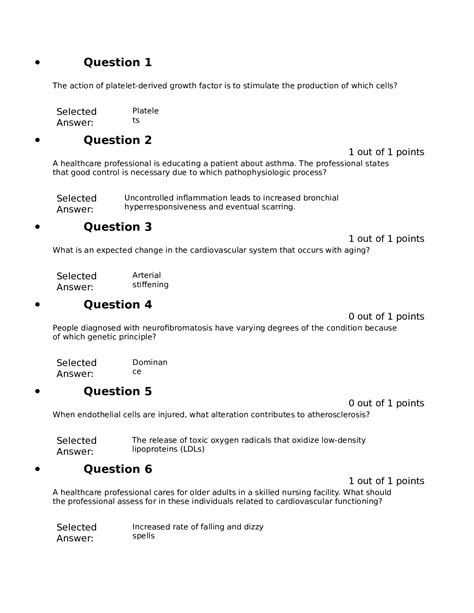 NURS 6501 Advanced Pathophysiology Mid Term Exam Questions And Answers