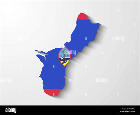 Guam mapa del país con la bandera y el efecto de la sombra presentación