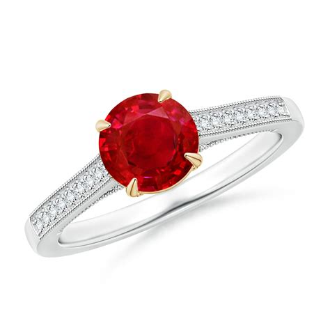 Vintage Inspired Claw-Set Round Ruby Solitaire Ring | Angara