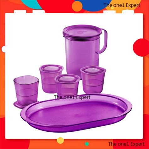 Original Tupperware Purple Royale Crystalline Drinking Set Pitcher