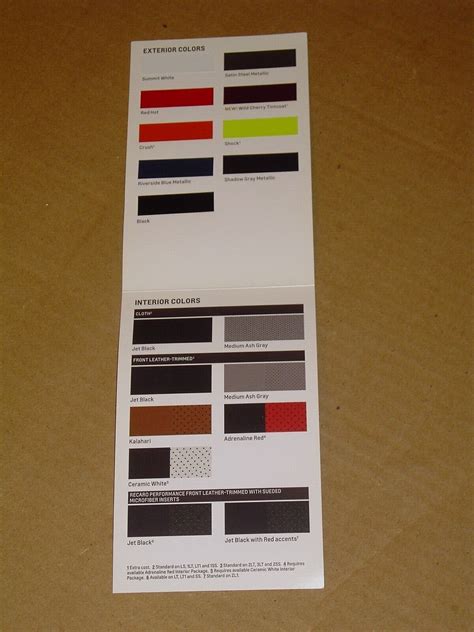 2021 Chevrolet Camaro Color Chip Chart Brochure Mint Ebay