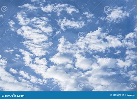 large blue sky  big  smalls white clouds stock photo image