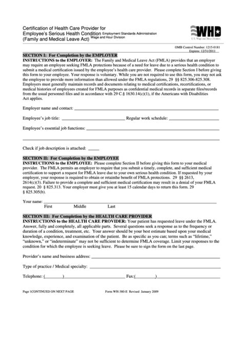 Fillable Form Wh E Certification Of Health Care Provider For