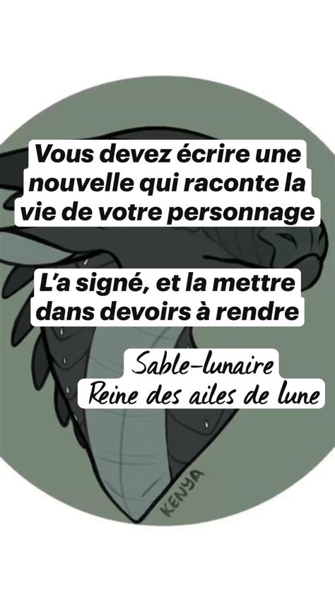 Vous Devez Crire Une Nouvelle Qui Raconte La Vie De Votre Personnage