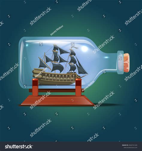 Pirate Ship Bottlesailing Crafts Miniature Models Stock Vector (Royalty ...