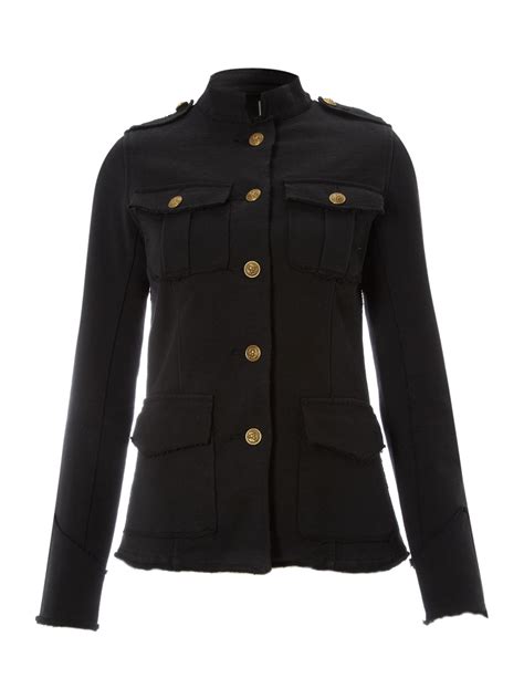 Denim And Supply Ralph Lauren Jersey Fleec Military Style Jacket In Black