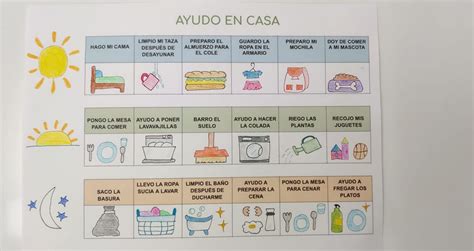 Tabla de rutinas para que los niños colaboren en las tareas del hogar