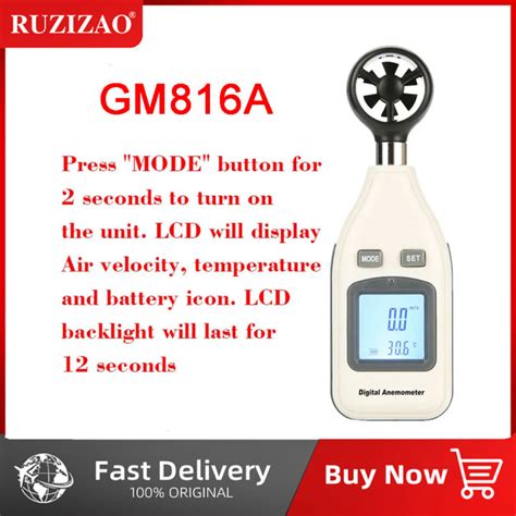 Ruzizao Gm A Handheld Digital Wind Meter Portable Anemometer Battery