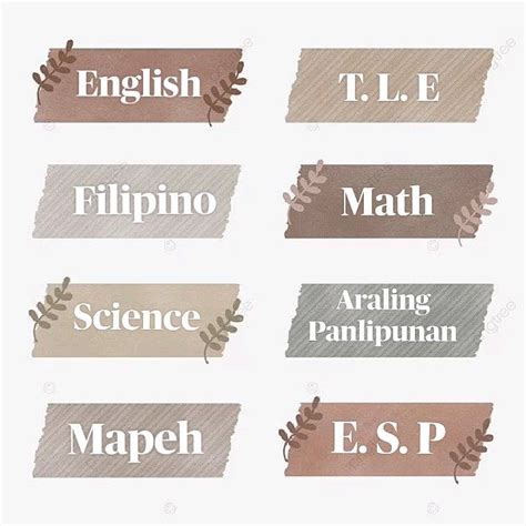 English Filipino T L E Araling Panlipunan Math Science E S P Mapeh