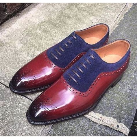 Handmade Mens Two Tone Formal Shoes Brogue Oxford Leather Dress Shoes Rangoli Collections