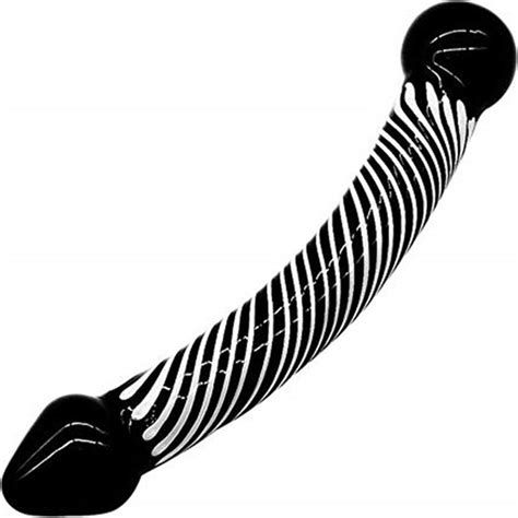 Glazen Dildo Zwart Met Witte Details Curved Sex Toys Voor Koppels Bol