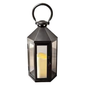 LUMABASE 5 3 In X 9 In Black Vine Metal Lantern With LED Candle 90001