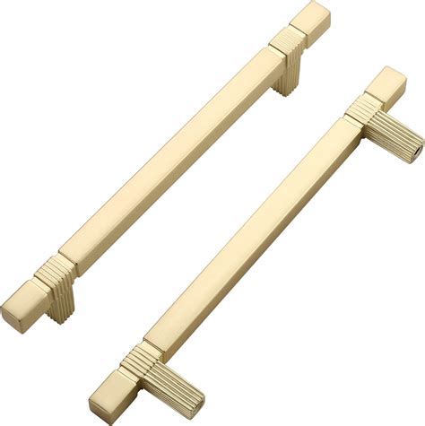 Alzassbg 10 Pack Brushed Gold Cabinet Pulls 5 Inch 128mm Hole Centers