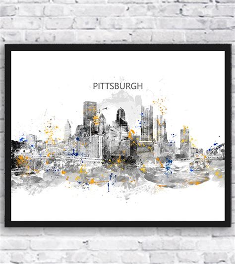 Pittsburgh Watercolor Art Print Skyline Travel Pittsburgh Etsy