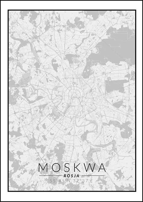 Galeria Plakatu Plakat Moskwa Mapa Czarno Biała 30x40 cm Galeria