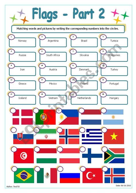 Flags Part 2 ESL Worksheet By Tina718