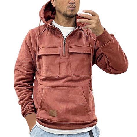 Kamemir Tactical Hoodies For Men Long Sleeve Hooded Sweatshirt Vintage Sweatshirt Solid