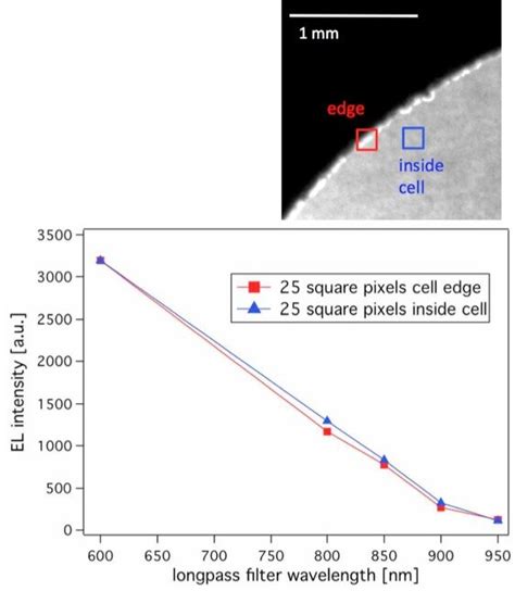 top  el image   cdte cell edge  exhibits bright edge effects