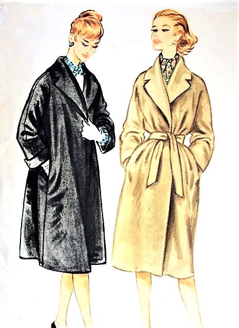 1950s Classy Dressy Or Casual Coat Pattern Mccalls 5102 Loose Or Belted