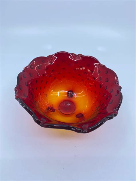 Vintage Fenton Ruby Red Amberina Hobnail Three Toed Footed Etsy