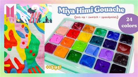 🎨 Miya Himi Gouache 24 Colors Set Up Swatch Speedpaint 🌈 Youtube