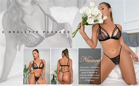 Niwicee Ensemble Sexy Lingerie Feminin Soutiens Gorge Dentelle Sexy G