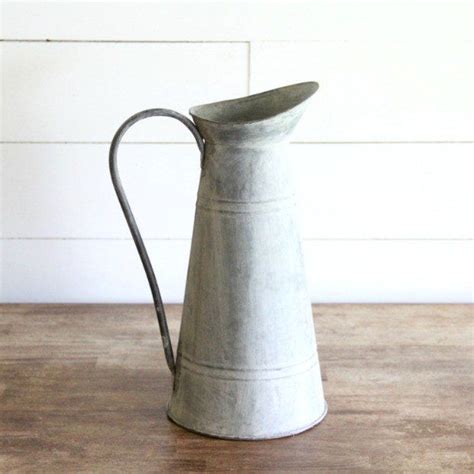 Vintage French Soul ~ Decorative Farm To Table Galvanized Metal Pitcher Antique Farmhouse