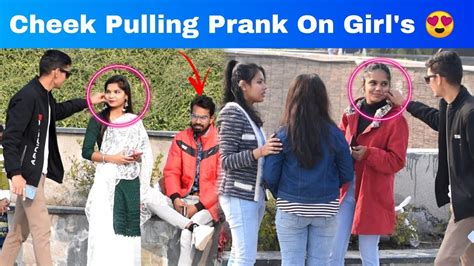 Pulling Strangers Cheeks Prank On Cute Girls 😍 Harshit Pranktv