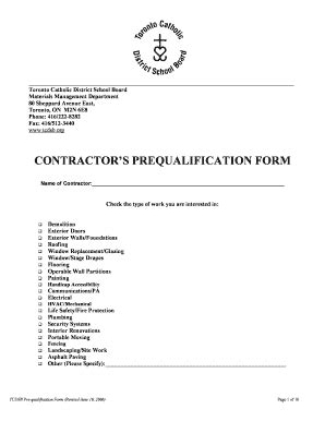 Fillable Online CONTRACTOR S PREQUALIFICATION FORM Fax Email Print