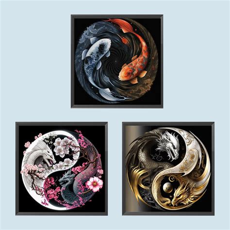 D Diy Full Round Drill Diamond Painting Yin Yang Symbol Decoration Art