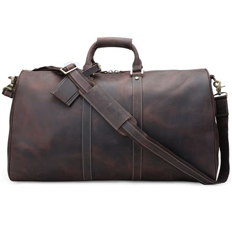 Dark Brown Duffel Leather Gym Bag Denali Leather Goods