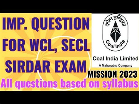 IMP MCQ S FOR WCL SECL SIRDAR EXAM2023 All Question Based On