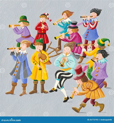 12 Days Of Christmas Eleven Pipers Piping Stock Illustration Image