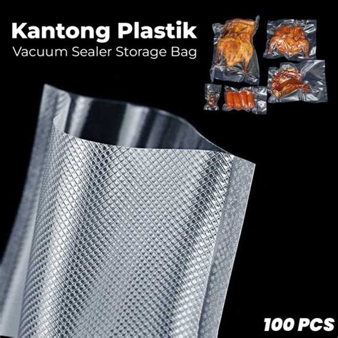 Kantong Plastik Vacuum Sealer Storage Bag 17 X 25 Cm 100PCS Plastik