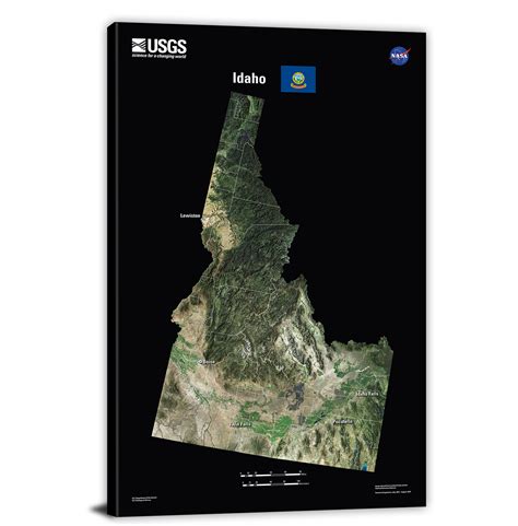 Idaho USGS Landsat Mosaic 2022 Canvas Wrap