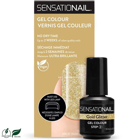 Sensationail Damage Proof Led Gel Polish Gold Glitter 739ml Nail