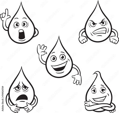 Coloring book of water drop cartoon character Stock Vector | Adobe Stock