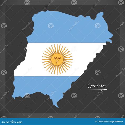 Corrientes Map of Argentina with Argentinian National Flag Illus Stock Vector - Illustration of ...