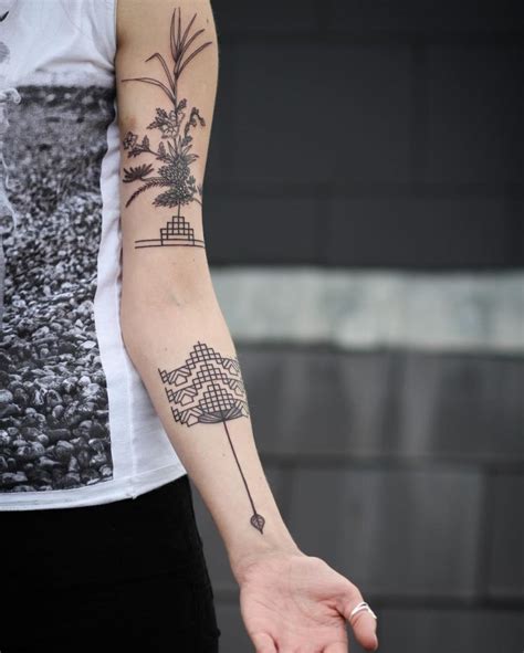 Beautiful Geometric And Flower Tattoos On The Arm Tattoogrid Net