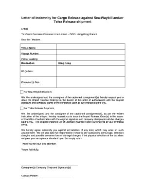 Cargo Release Letter Sample Fill And Sign Printable Template Online