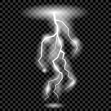 Bright Lightning On Transparent Background Electric Flash Thunder