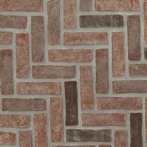 Noble Red Clay Tumbled Brick Herringbone Mosaic Tile Tilesbay