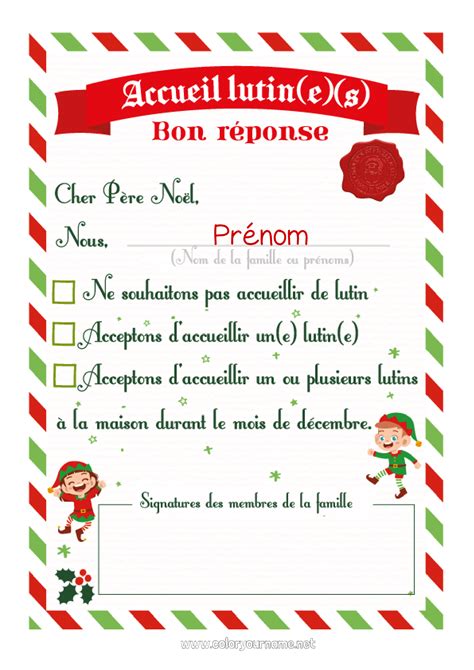 Page de réponse à l invitation des lutins de Noël Donnez votre avis