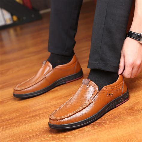 Premium Genuine Leather Casual Slip On Loafers Breathable Mens Shoes Capthatt Mens Clothing