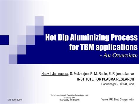 PPT Hot Dip Aluminizing Process For TBM Applications An Overview PowerPoint Presentation