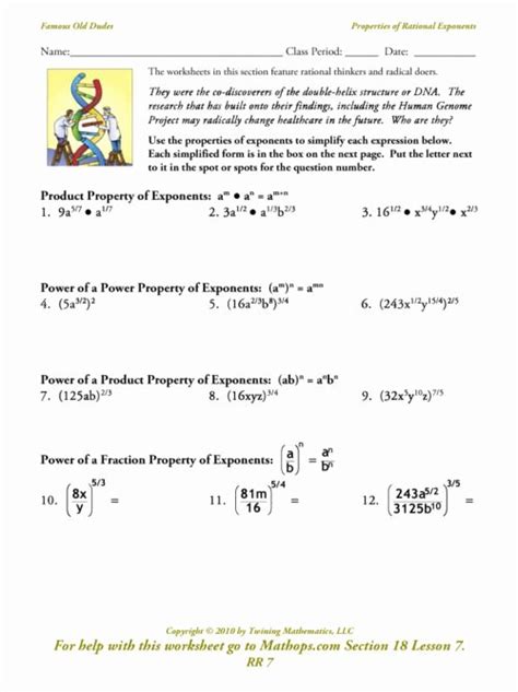 Rational Exponents And Radicals Worksheet